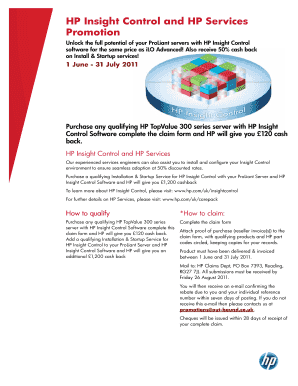 HP Insight Control Promotion Claim Form
