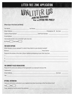 Fillable Online Litter Free Zone AppLicAtion - philadelphiastreetscom ...