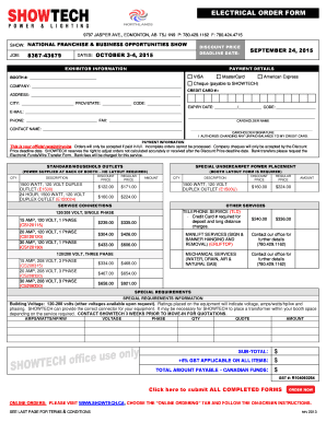 Electrical Order Form