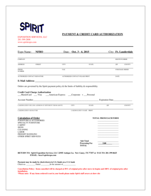 Payment and Credit Card Authorization Form