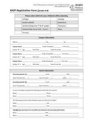RASP Registration Form