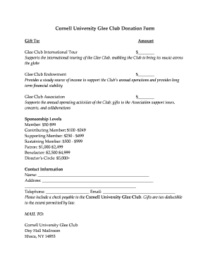 Cornell University Glee Club Donation Form