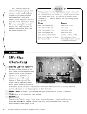 Teacher Tip Character Analysis Activity