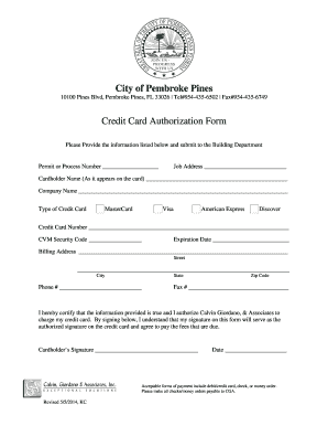 Credit Card Authorization Form