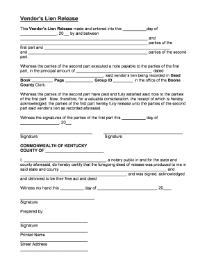 Vendor's Lien Release