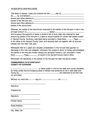 Vendor's Lien Release