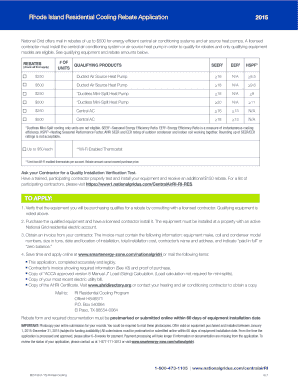 Rhode Island Residential Cooling Rebate Application