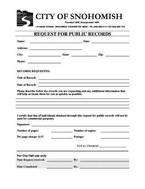 City of Snohomish Public Records Request