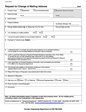 Request for Change of Mailing Address