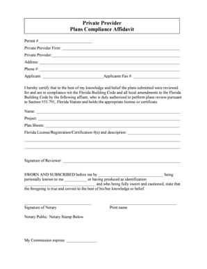 Florida Plans Compliance Affidavit