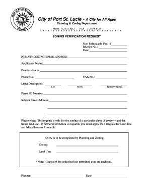 Zoning Verification Request