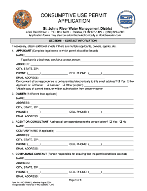 Consumptive Use Permit Application