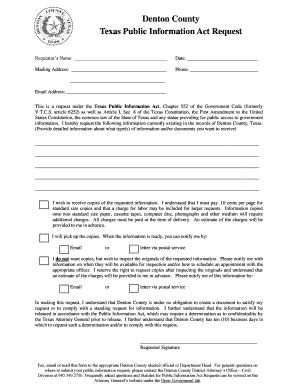 Texas Public Information Act Request Form
