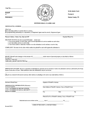 Texas Small Claims Petition