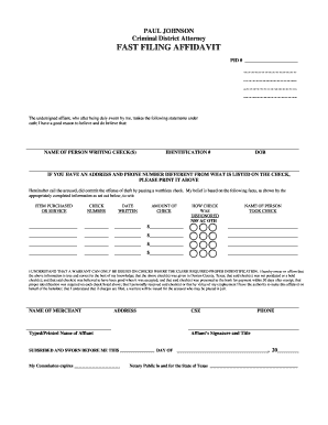 Texas Fast Filing Affidavit