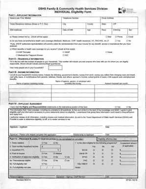 Texas DSHS Individual Eligibility Form
