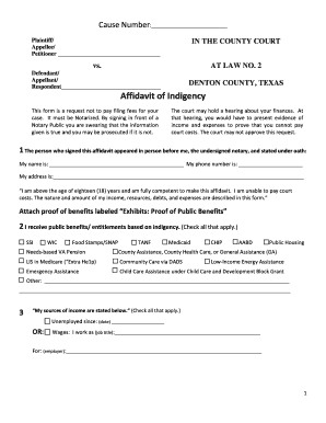 Affidavit of Indigency