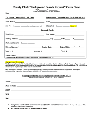Denton County Background Search Request