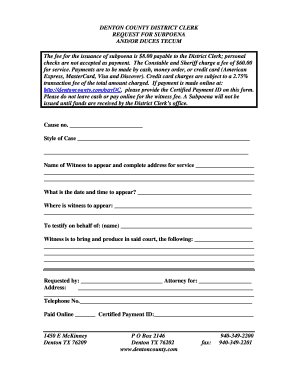 Denton County Subpoena Request Form