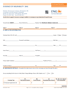 Evidence of Insurability Form