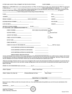 Texas Bad Check Affidavit