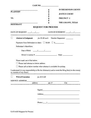 Request for Process Form