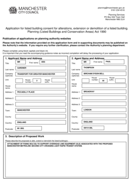 UK Listed Building Consent Application