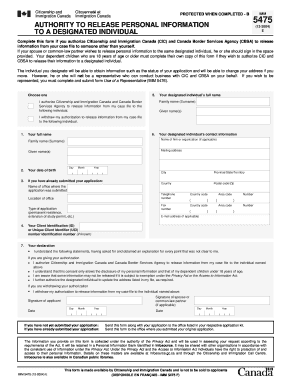 Canada Immigration Personal Information Release Form