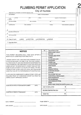 Plumbing Permit Application