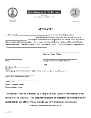 Virginia Vehicle Relocation Affidavit