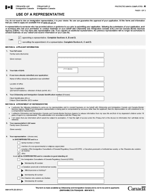 Use of a Representative Form