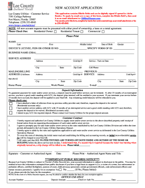 Lee County Utilities New Account Application