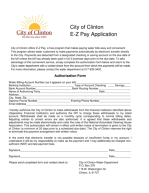 City of Clinton E-Z Pay Application