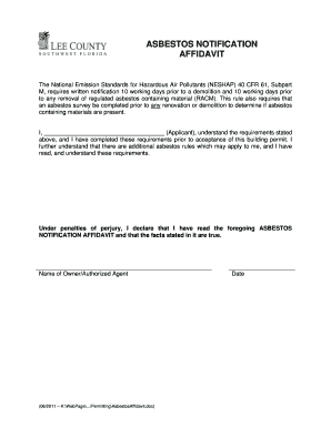 Asbestos Notification Affidavit