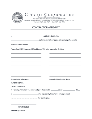 Contractor Affidavit