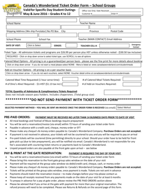 Canada’s Wonderland School Group Ticket Order Form