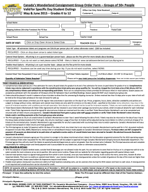 Canada’s Wonderland Group Order Form