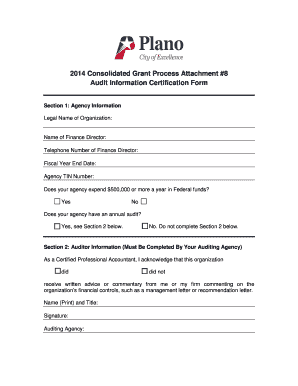 Audit Information Certification Form