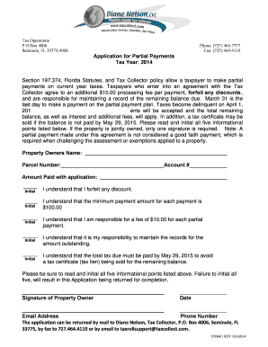 Florida Partial Payment Tax Application