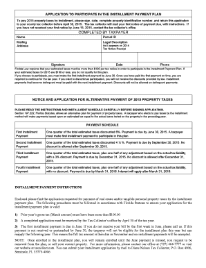 Florida Property Tax Installment Payment Application