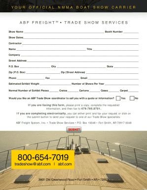 ABF Freight Trade Show Service Request Form