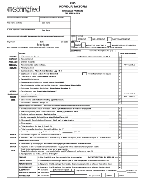City of Springfield Individual Tax Return Form SF-1040