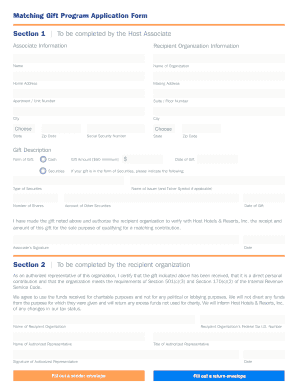 Host Hotels & Resorts Matching Gift Program Application