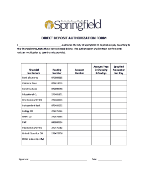 Direct Deposit Authorization Form