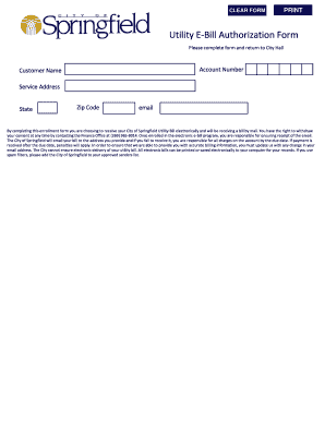 Utility E-Bill Authorization Form