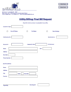 Utility Billing Final Bill Request