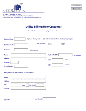 Utility Billing New Customer Form