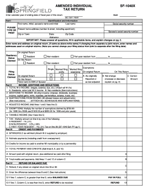Amended Individual Tax Return SF-1040X