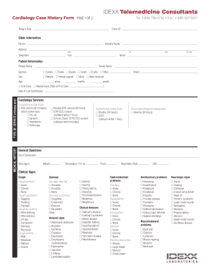 IDEXX Cardiology Case History Form