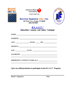 BLAST Babysitter Training Permission Form